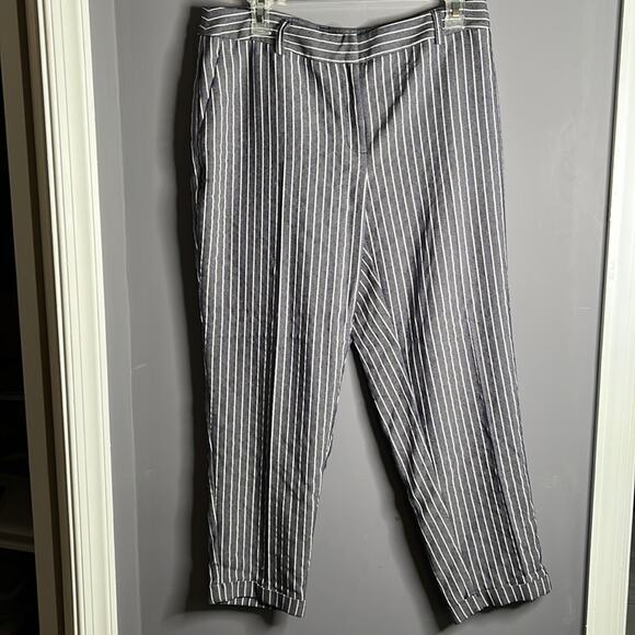 Jones New York Navy Striped Grace Ankle Pants Size 8 - Picture 1 of 9